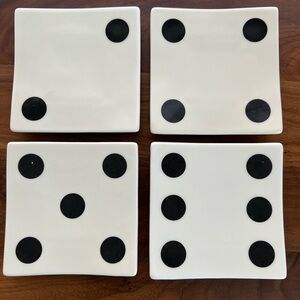 Set of Four Dice Design Square Plates